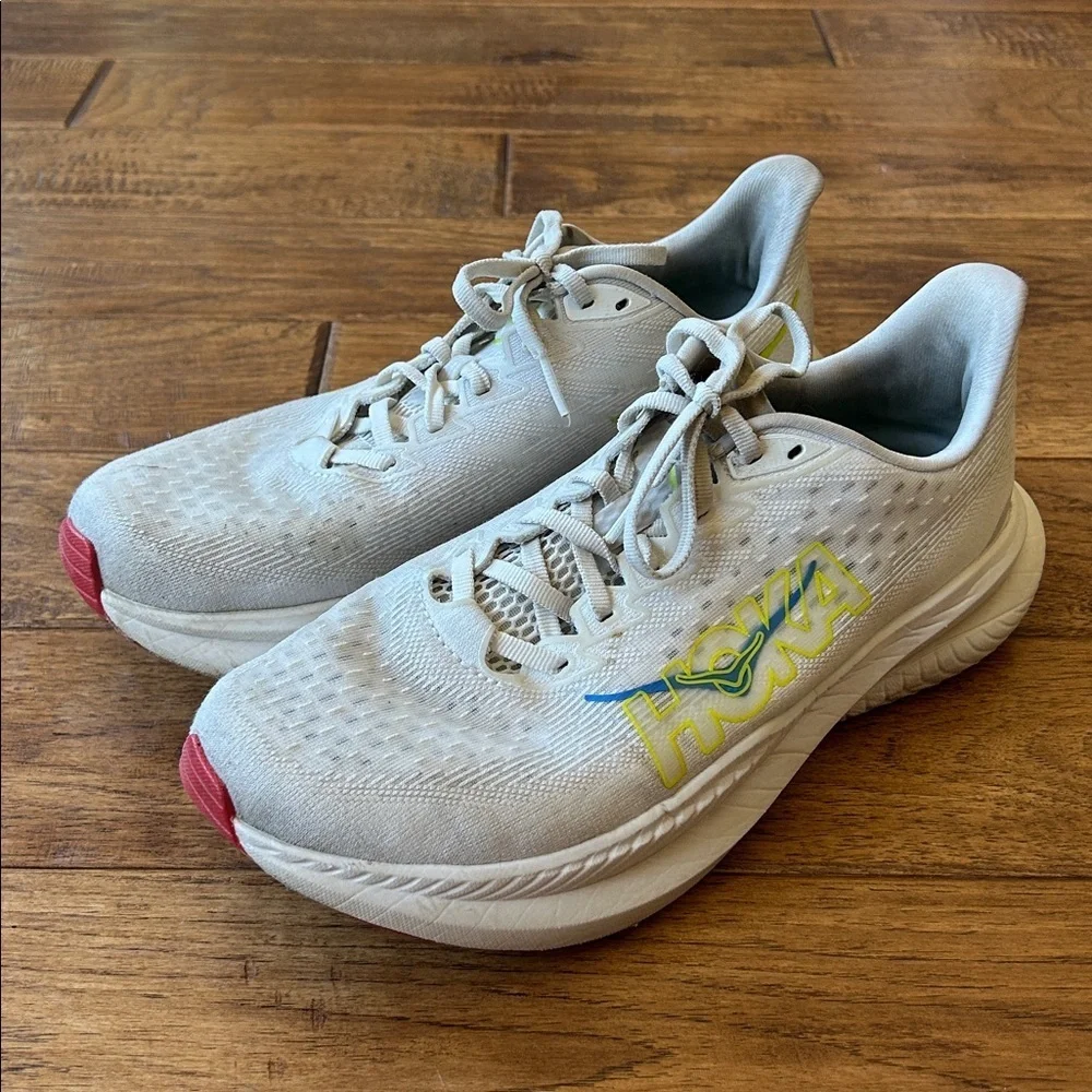 Hoka One One Mach 6 Speed Running Shoes White Gray Mens Size 9